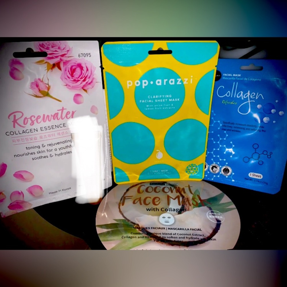 Mixed Lot of Brand New Sheet & Peel-Off Face Masks! Collagen, Rosewater, Coconut